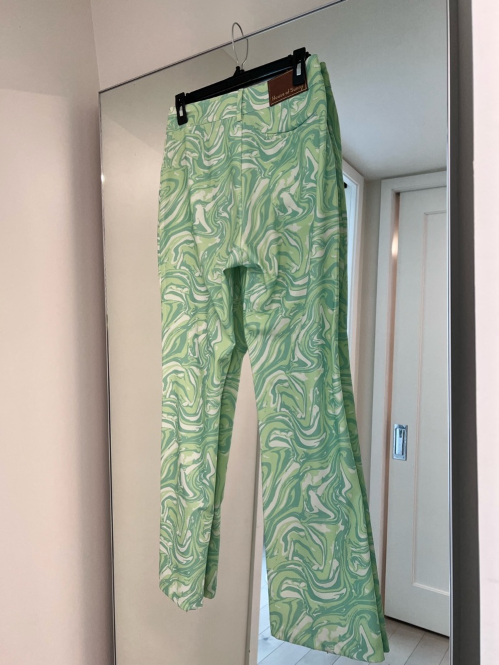 House of Sunny Green Swirl Boot Cut Pants